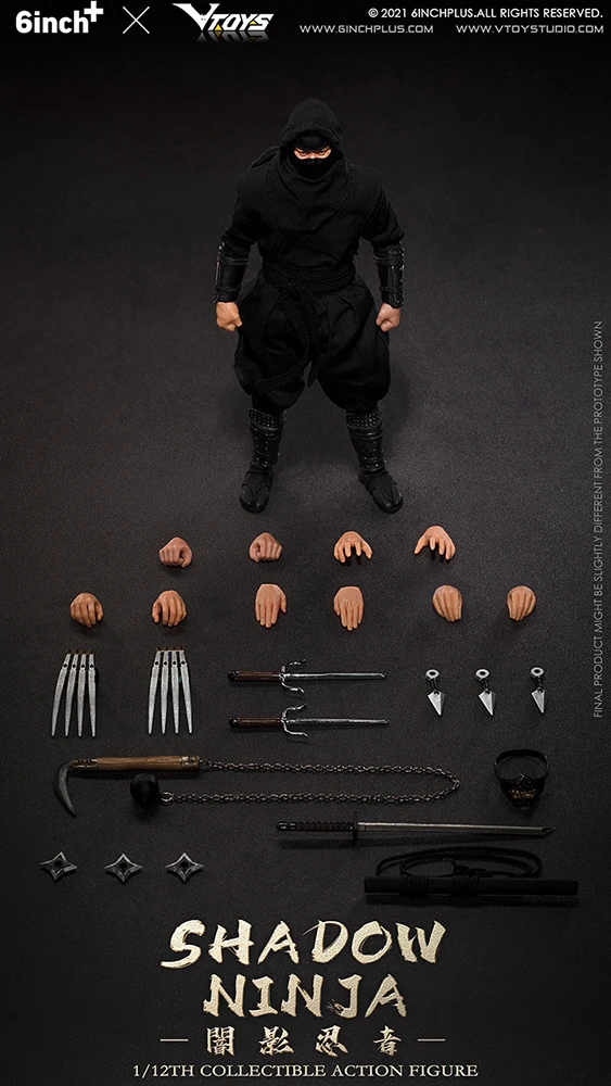 Shadow Ninja (Black) 1/12 Scale Action Figure 7 Shadow Ninja (Black) 1/12 Scale Action Figure - Image 5